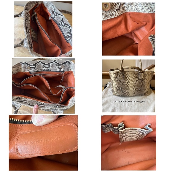 ALEXANDRA KNIGHT GENUINE PYTHON BAG XL DESIGNER EXOTIC COLLECTABLE TEXTURED LUXE - Picture 12 of 12